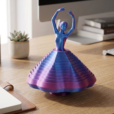 Sculpture 3D rotative de bureau sensorielle rotative imprimée en 3D pour bureau à domicile bleu mauve dégradé