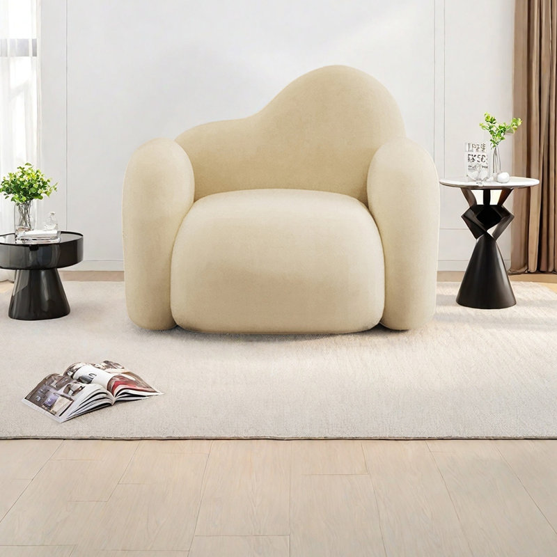 Chaise décontractée en flanelle éternelle et élégante, Mélange de polyester beige