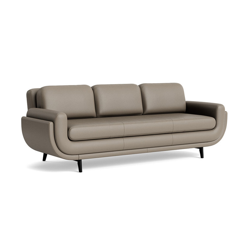 Sofa en cuir Regatta 100, H 33 po x l 100 po x P 34 po, Noir, Cuir performance Greenwich - étain