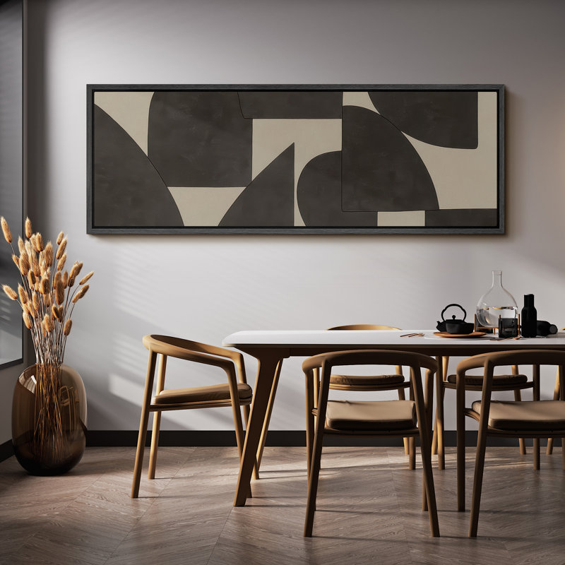 Large Framed Canvas Print Wall Art - Abstract Print for Modern Home Decor, 20" H x 60" W, Black