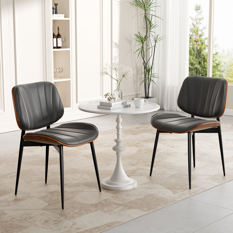Stylish Faux Leather Dining Chairs: Elegant Side Chairs For Dining Rooms, Kitchens, And Living Spaces, 6, Gray