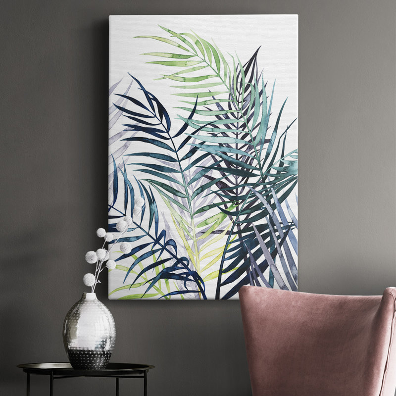 Twilight Palms I - peinture sur toile tendue, H 36 po x l 24 po x P 1 po