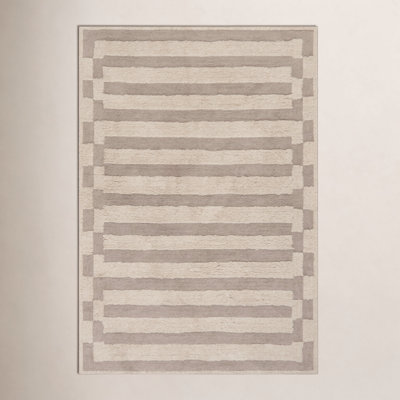 Velaina Washable Hand-Woven Striped Wool Rug