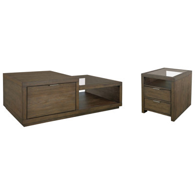 Grita Rectangular Cocktail Table With End Table