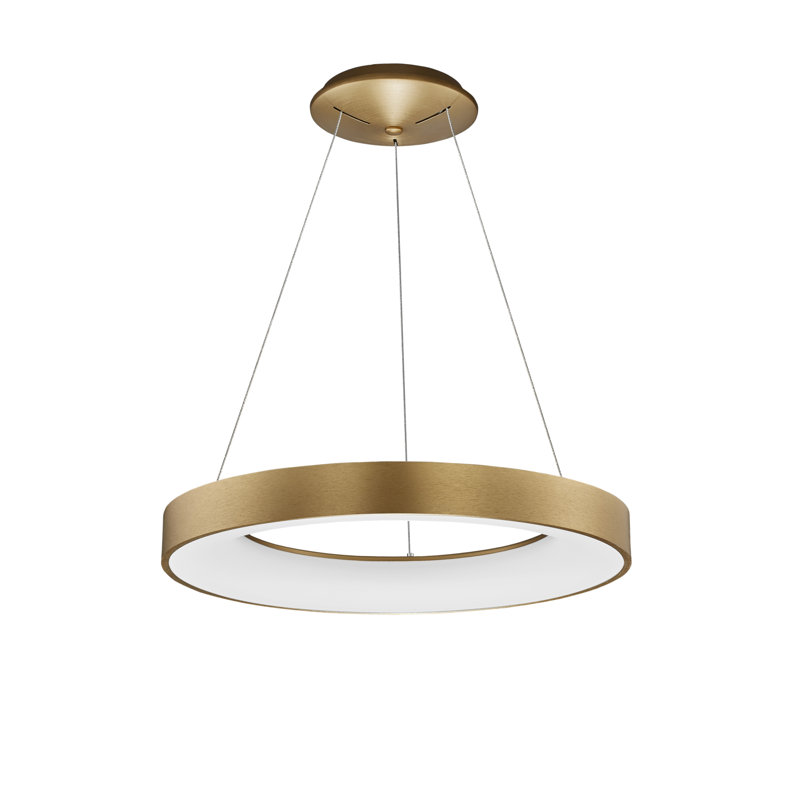 1 - Light LED Drum Pendant, Gold, 120cm H x 60cm W x 60cm D