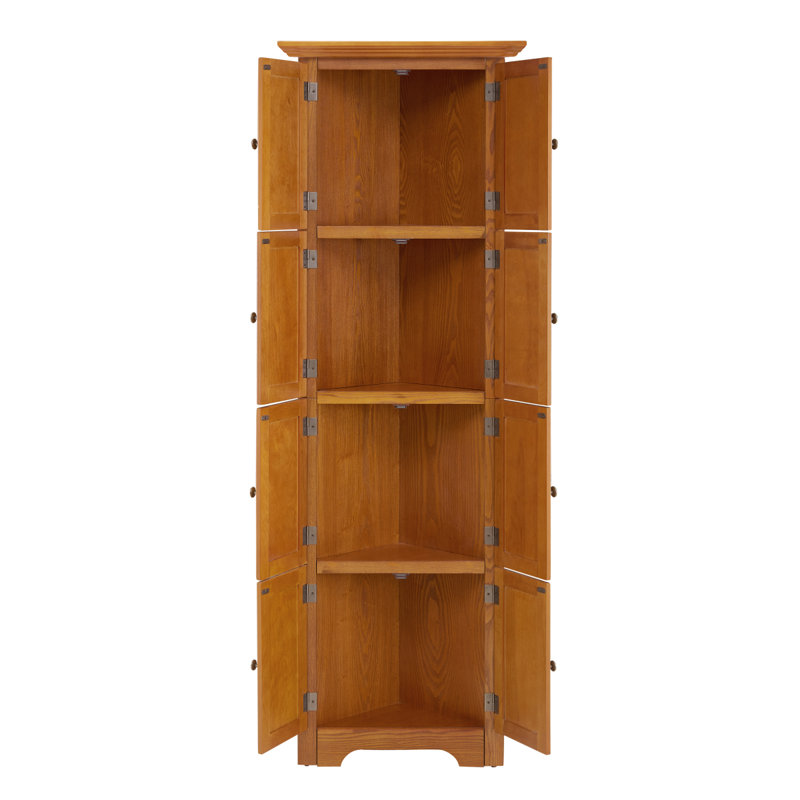 Armoire de rangement de 72 po à 4 niveaux pour garde-manger de coin avec 8 portes et 8 tablettes réglables pour la salle de bain