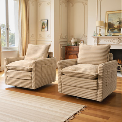 2 Deep Seat Cloud Swivel Chairs, Easy To Assemble