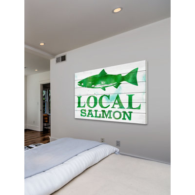 « local saumon », reproduction d’art sur bois blanc
