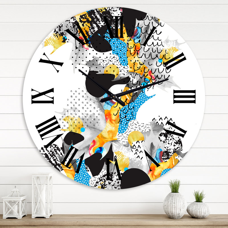 Minimal Formes fluides dans le style Bauhaus Memphis - horloge murale moderne, Grand