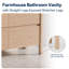 Meuble-lavabo double autoportant de style ferme moderne de 48 pouces, base seulement, revêtement texturé bois, pieds droits apparents