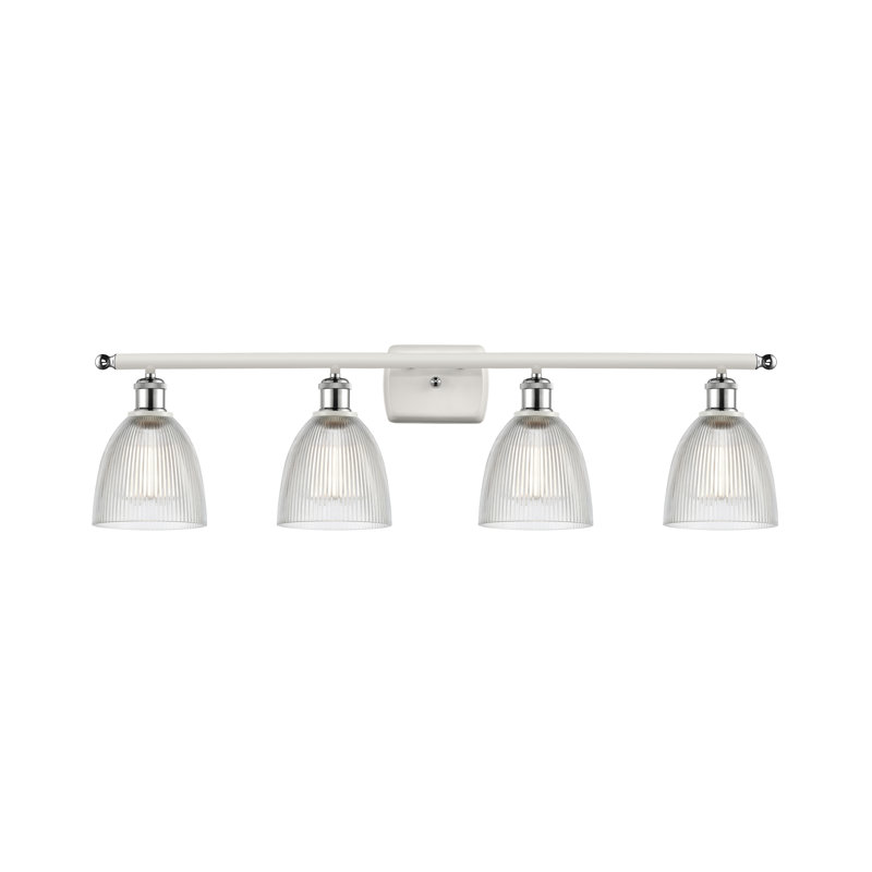 Éclairage de salle de bain à intensité variable 4 lumières Asdsit, Blanc / chrome poli, Transparent