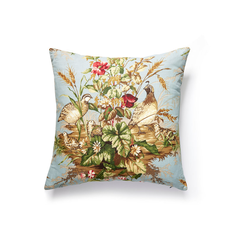 Edwin’s Covey Linen Square Indoor/Outdoor Pillow Cover & Insert, Multi On London Blue