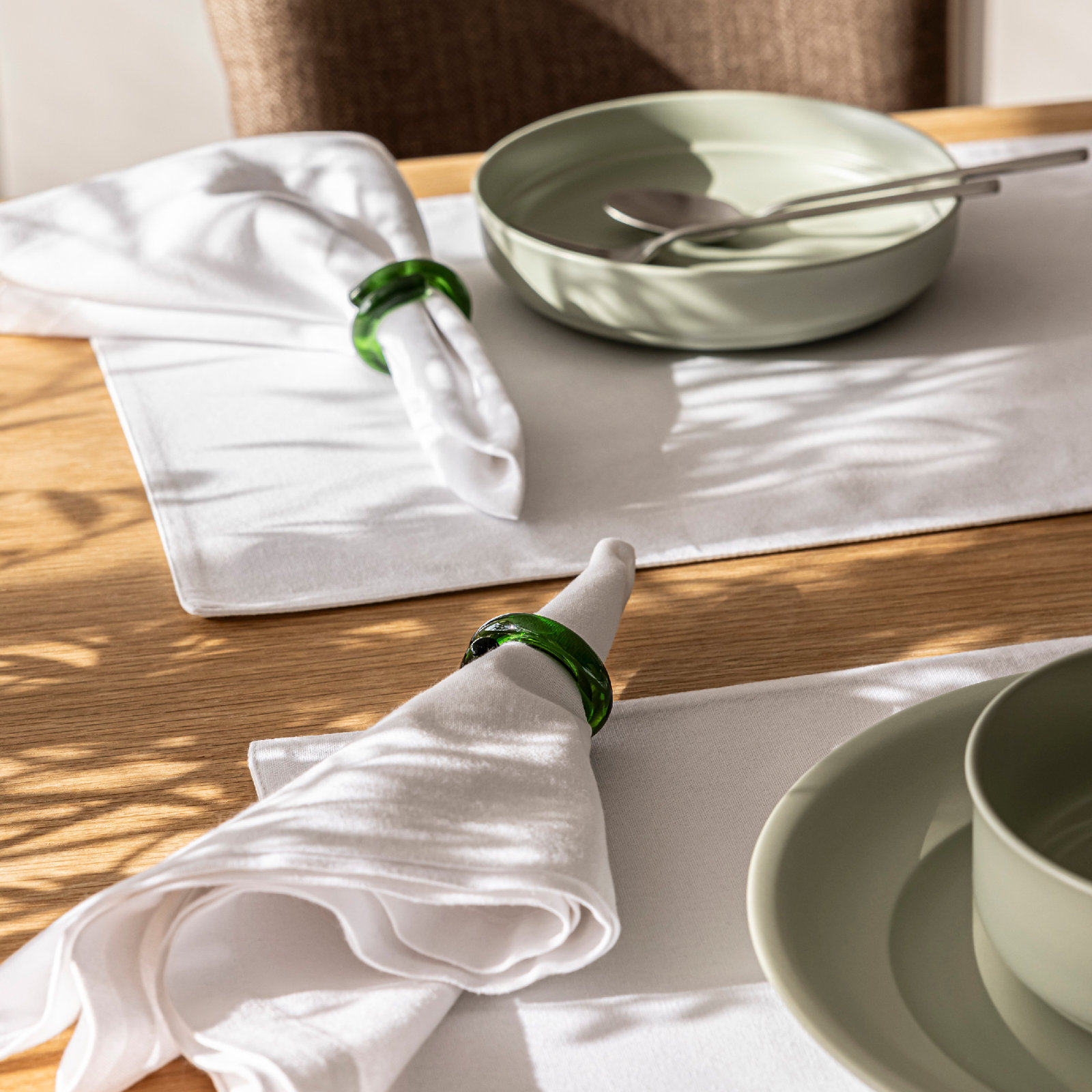 Over and Back Glass Napkin Rings, Green