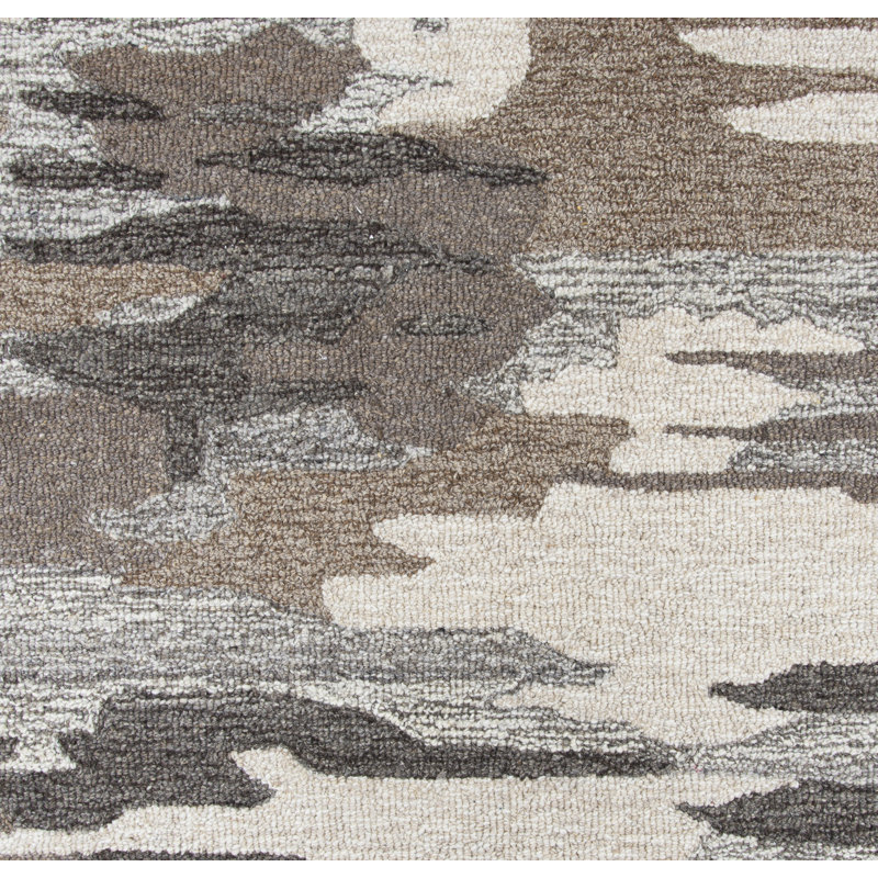 Tapis brun en laine touffeté à la main, 3 pi x 5 pi