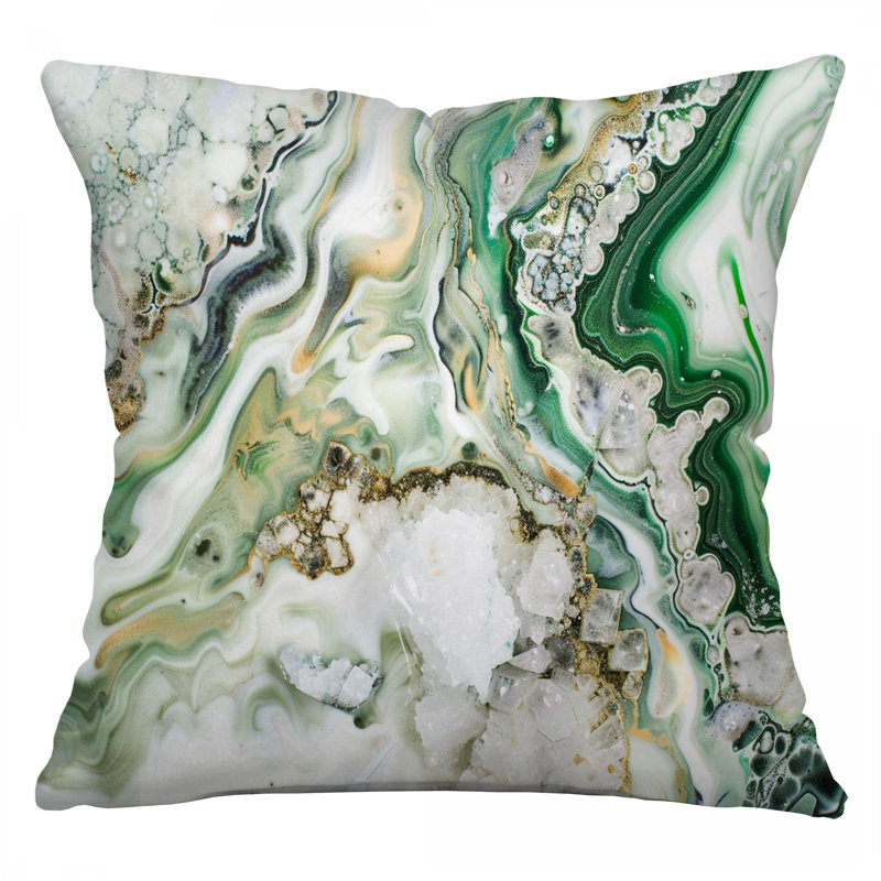 Green Agate AlcoholCotton Blend Reversible Throw Pillow, 16"H x 16"W