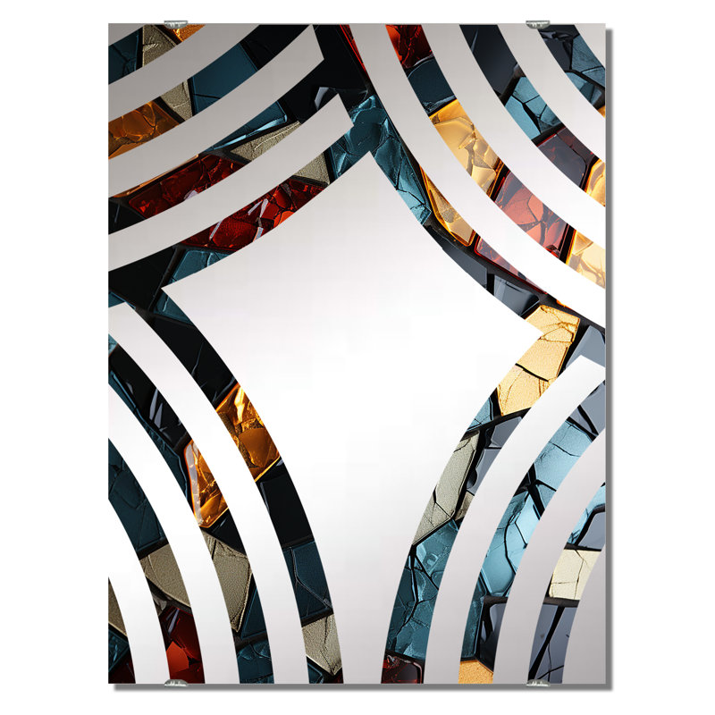 Cubic Mosaic Tiles I - Miroir mural à carreaux abstraits décoratifs MIR137128, 40 po x 30 po