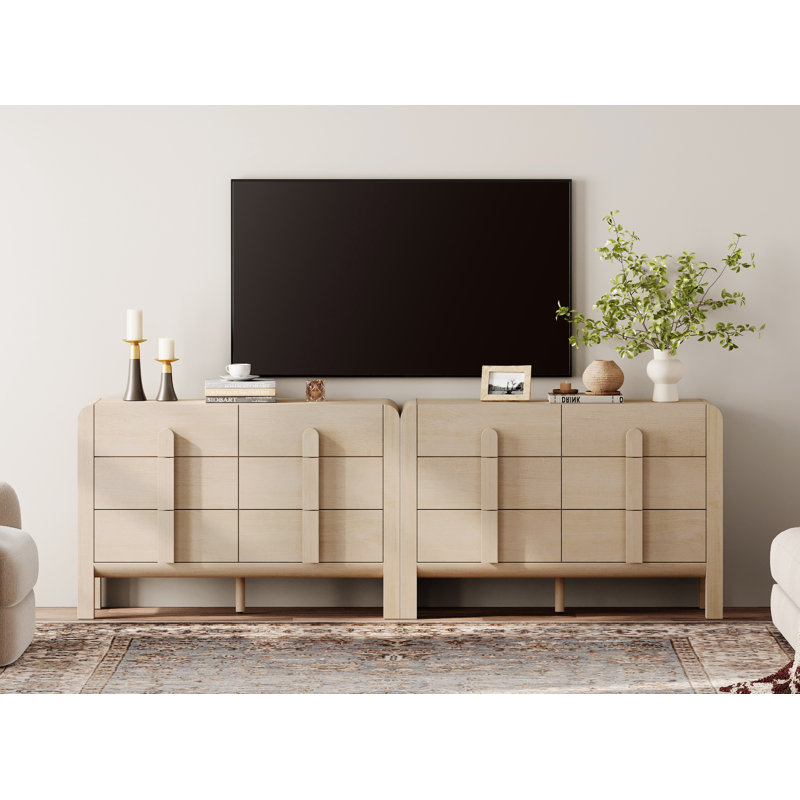 Adora Modern Dresser TV Stand For Tvs Up To 100 Inch, Cruved Entertainment Center, Wood TV Console With Storage For Living Room