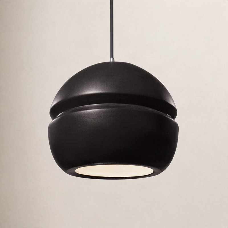 Luminaire suspendu à 1 lumière Logan, Noir mat carbone, Chrome poli