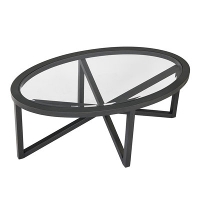 Michaelin Tempered Glass Coffee Table with Solid Wood Base