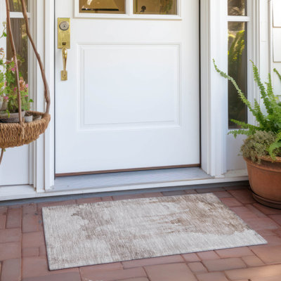 Tapis taupe Xhevrie intérieur / extérieur lavable à la machine
