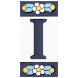 Sevillano 2.13" x 4.38" Ceramic Floral Address Letter Wall Tile in White/Blue