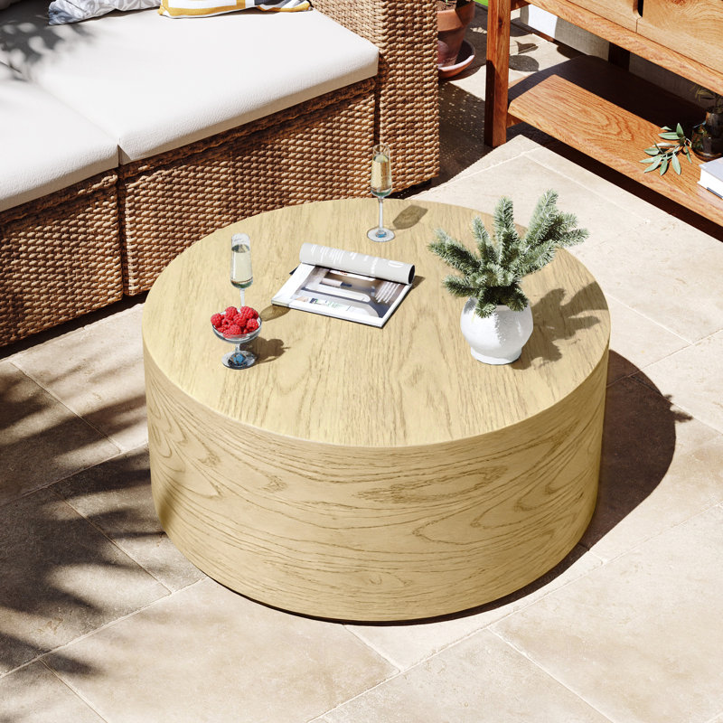 28''Outdoor Round Magnesium Oxide Coffee Table, Yellow
