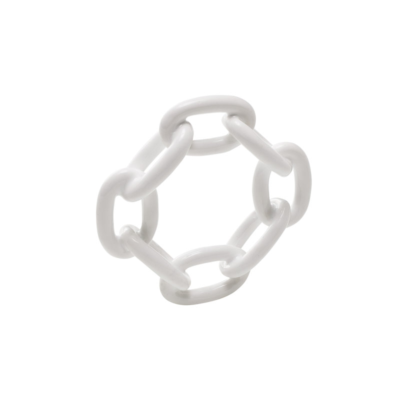Enamel Chain Link Napkin Ring, White
