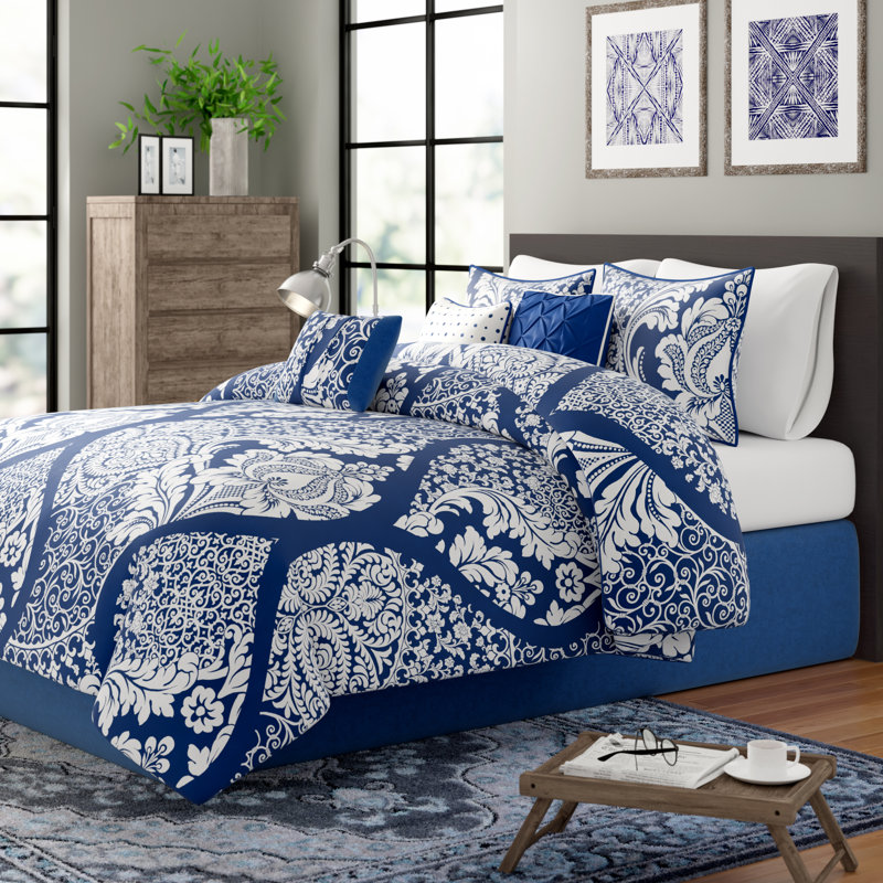 Vienna Queen Black Cotton 7-Piece Comforter Set