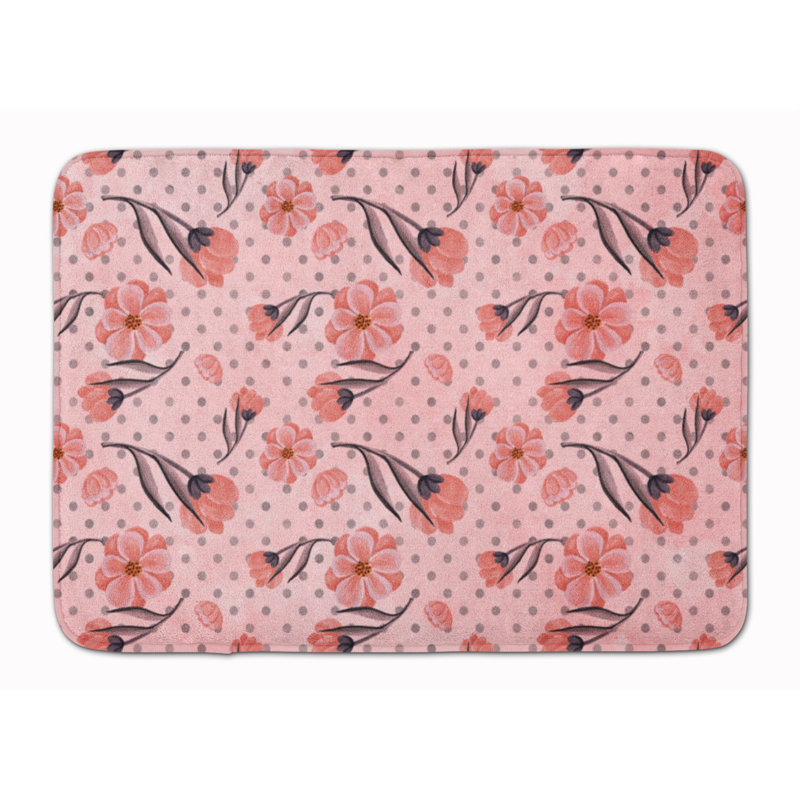 Tapis pour salle de bain Fleurs et pois