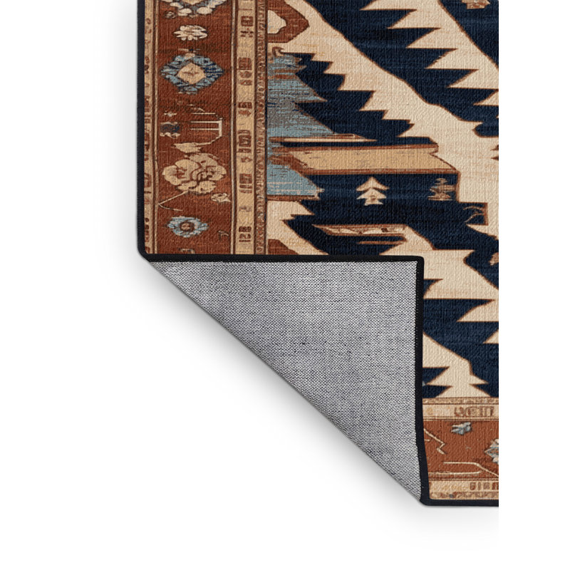 Machine Washable Persian Brown Area Rug, Round 7'