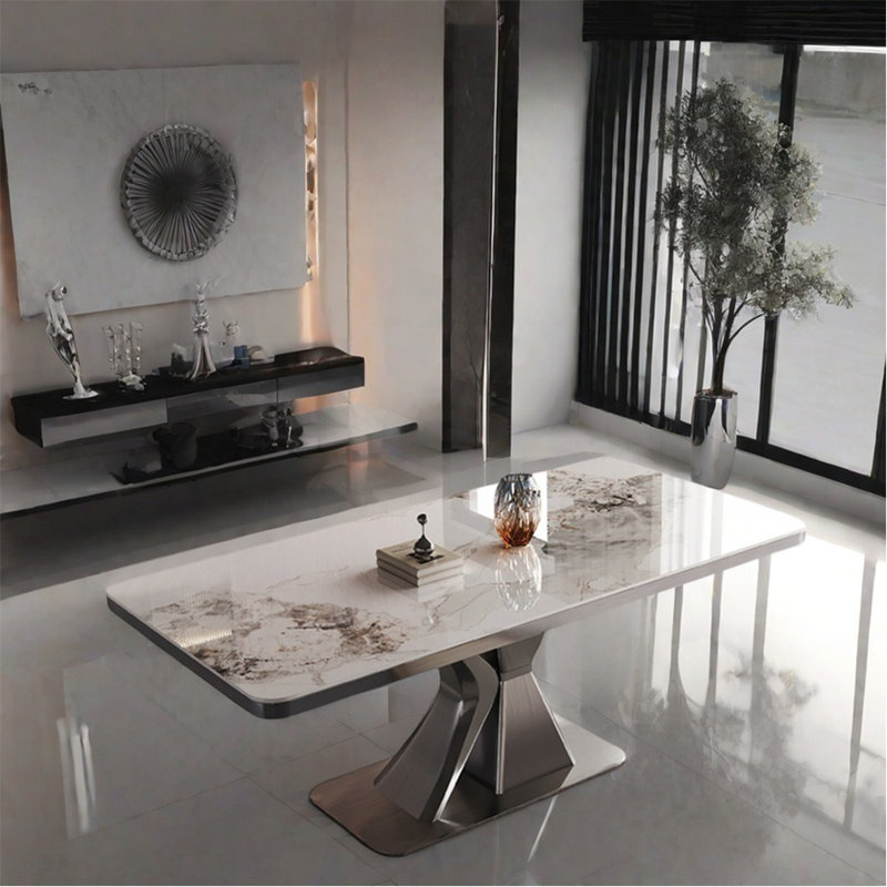 Modern luxury Italian style dining table, 29.53"H x 78.74"L x 35.43"W, Multicolour