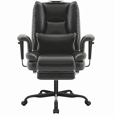 Office Chair PU Leather Computer Chair with Lumbar Support and High Backrest, Ergonomic Desk Chair with Liftable Headrest