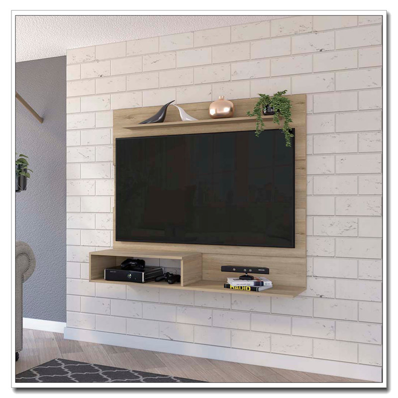 Forest Hills 3-Shelf Floating Entertainment Center Light Pine