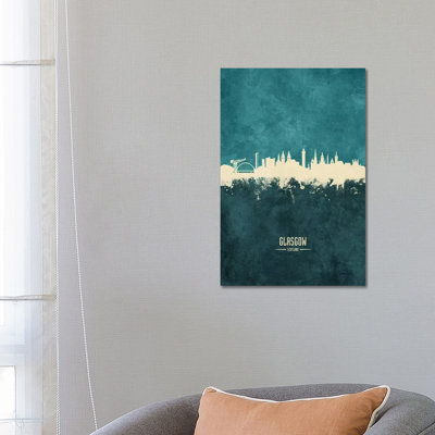 Glasgow Scotland Skyline by Michael Tompsett - Wrapped Canvas Painting