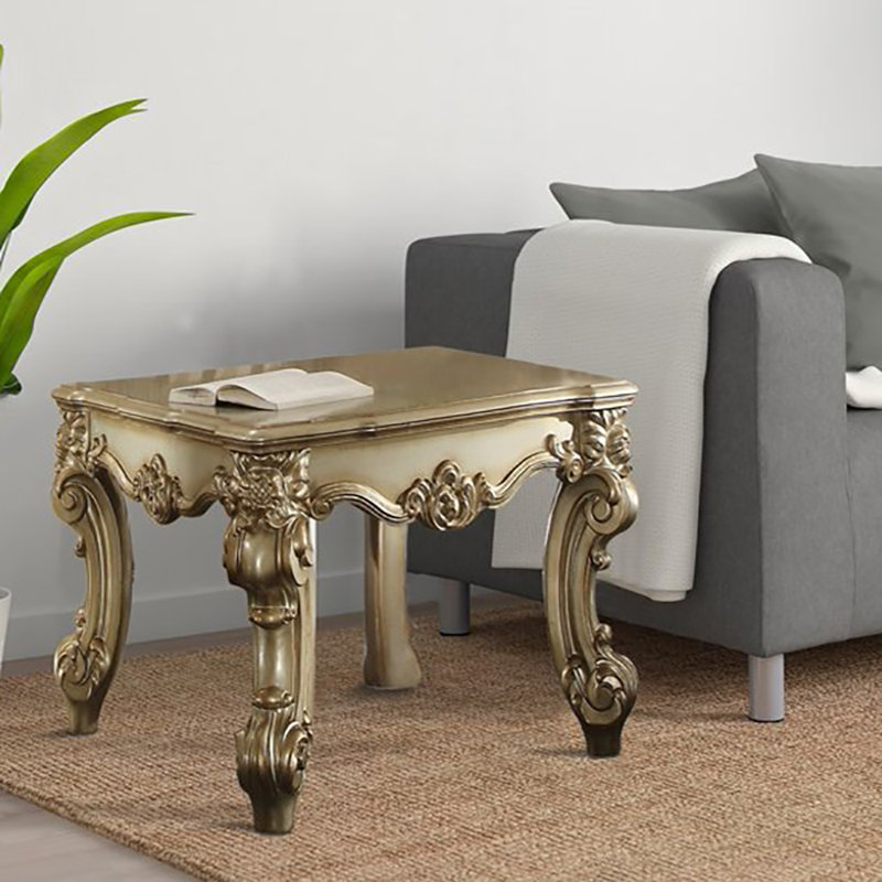Table d'appoint de 26,40 pouces de large, Patine dorée et os