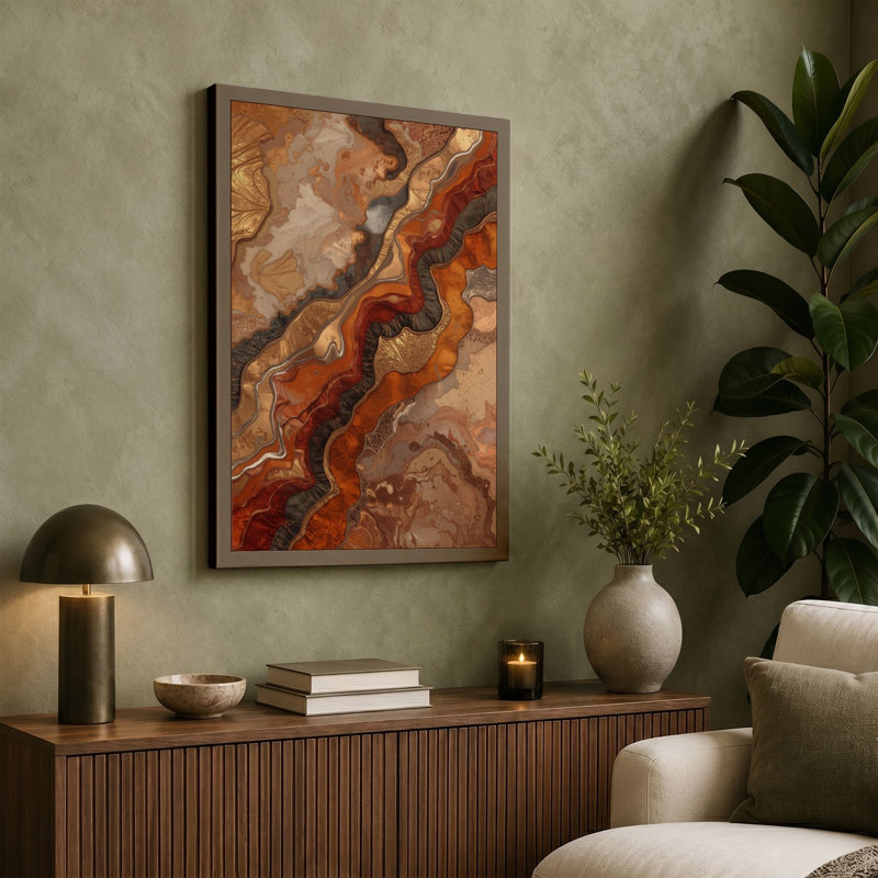 Winding Desert River Modern - Wrapped Canvas, 30x20 - 76.2 x 50.8 cm, Teal Border