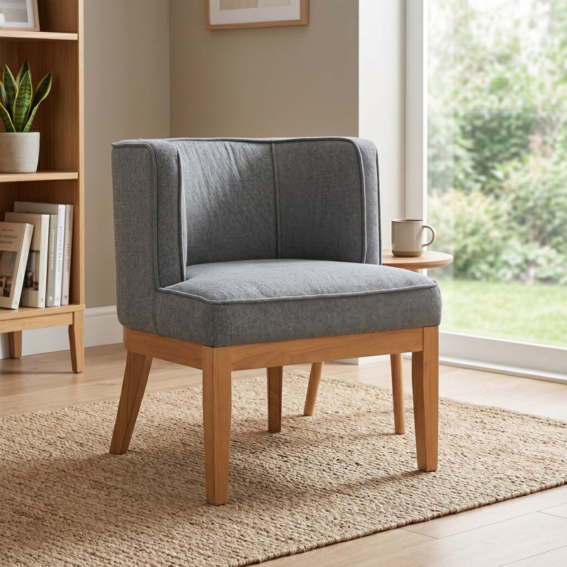Abbeville Upholstered Herringbone Barrel Chair, Grey