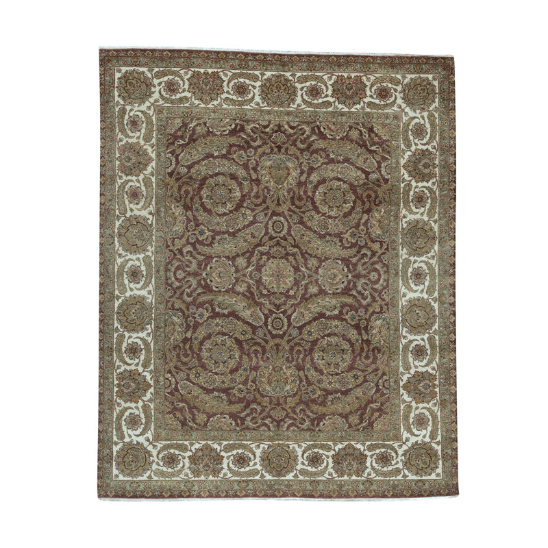 Tapis ivoire et brun noué à la main de haute qualité