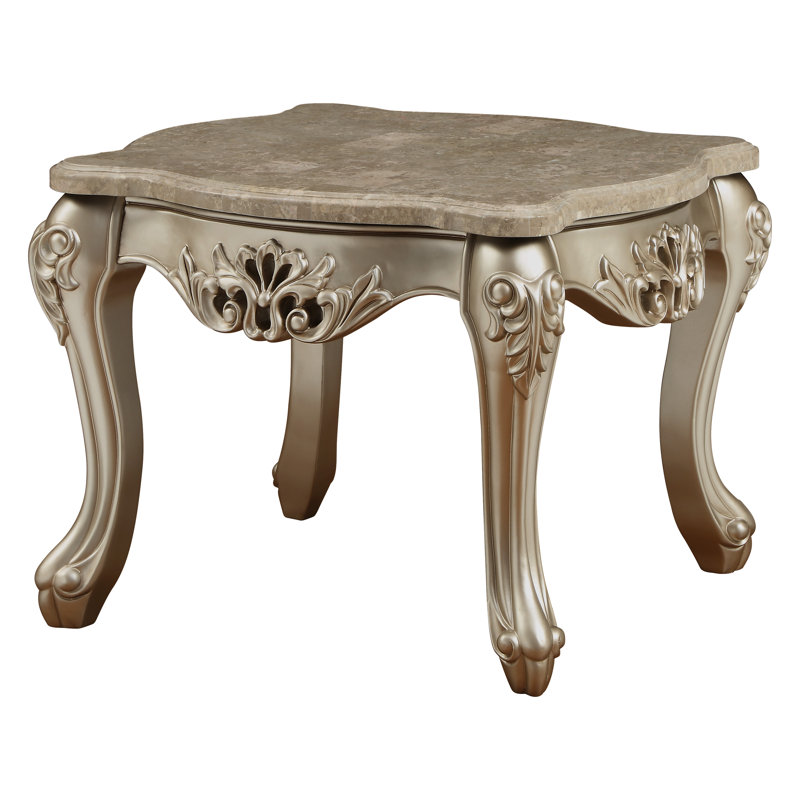 Table de bout carrée 32 po avec plateau en marbre Ewan