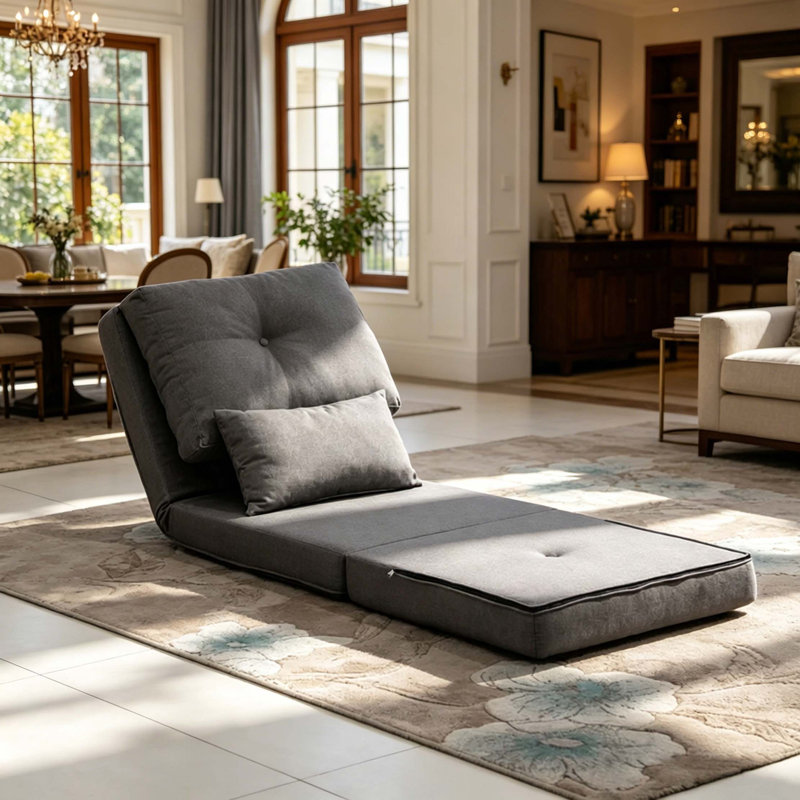 Convertible Floor Sofa Bed with Adjustable Backrest and Removable Pillows