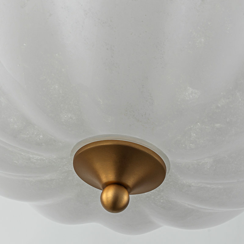 Plafonnier semi-encastré 3 lumières en verre, Blanc nuage