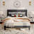 Upholstered Wingback Platform Bed, Metal Frame with Wood Slats, 7.5" Underbed Clearance, No Box Spring Needed-255304045-255304035