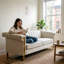 Canapé Chesterfield en velours (blanc crème)