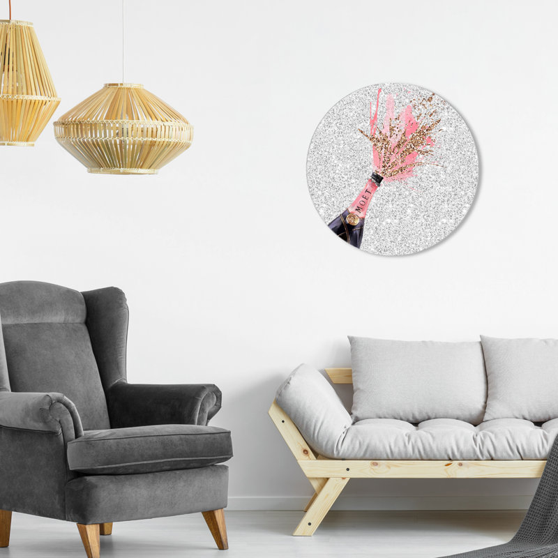 Sparkly Champagne Round Print, 20" H x 20" W