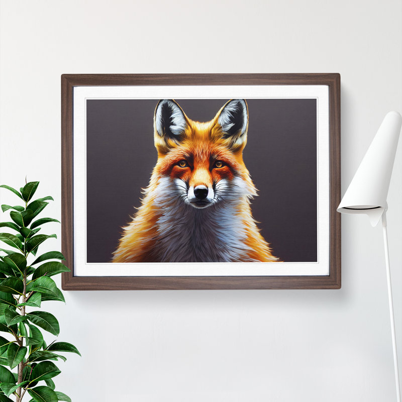 Incredible Fox - Single Picture Frame Print, 34cm H x 46cm W x 2cm D, Walnut