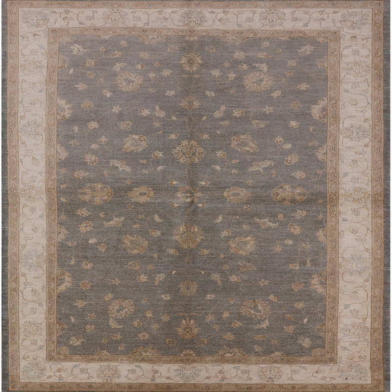 Tapis oriental gris / brun Morland, Carré de 6 pi