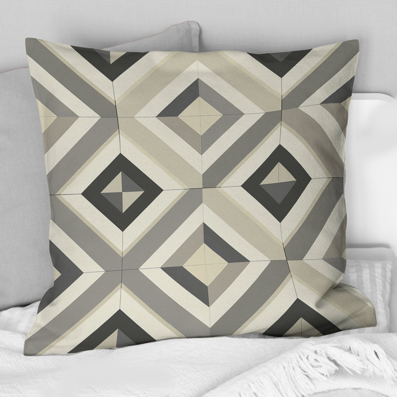 Coussin décoratif beige à motif géométrique Midcentury Beige, H 16 po x l 16 po