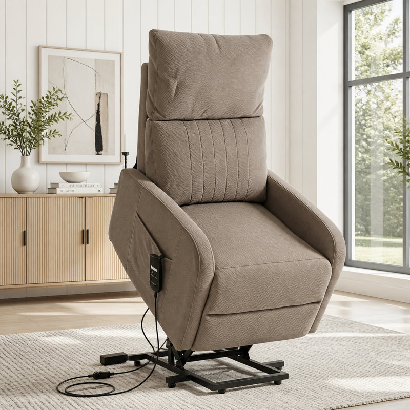 Fauteuil inclinable électrique Power Lift pour personnes âgées avec télécommande et tissu en velours moelleux, Brown