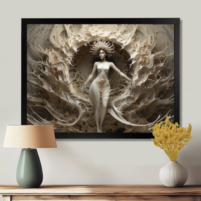 «Indian Mokshas Ethereal Eggshell - Hindouisme», reproduction d'art sur toile encadrée