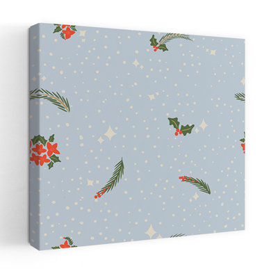 Hiver, botanique abstrait, pin contemporain, poinsettia, fleur, art mural